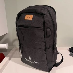 Emerson backpack with charging port in grey